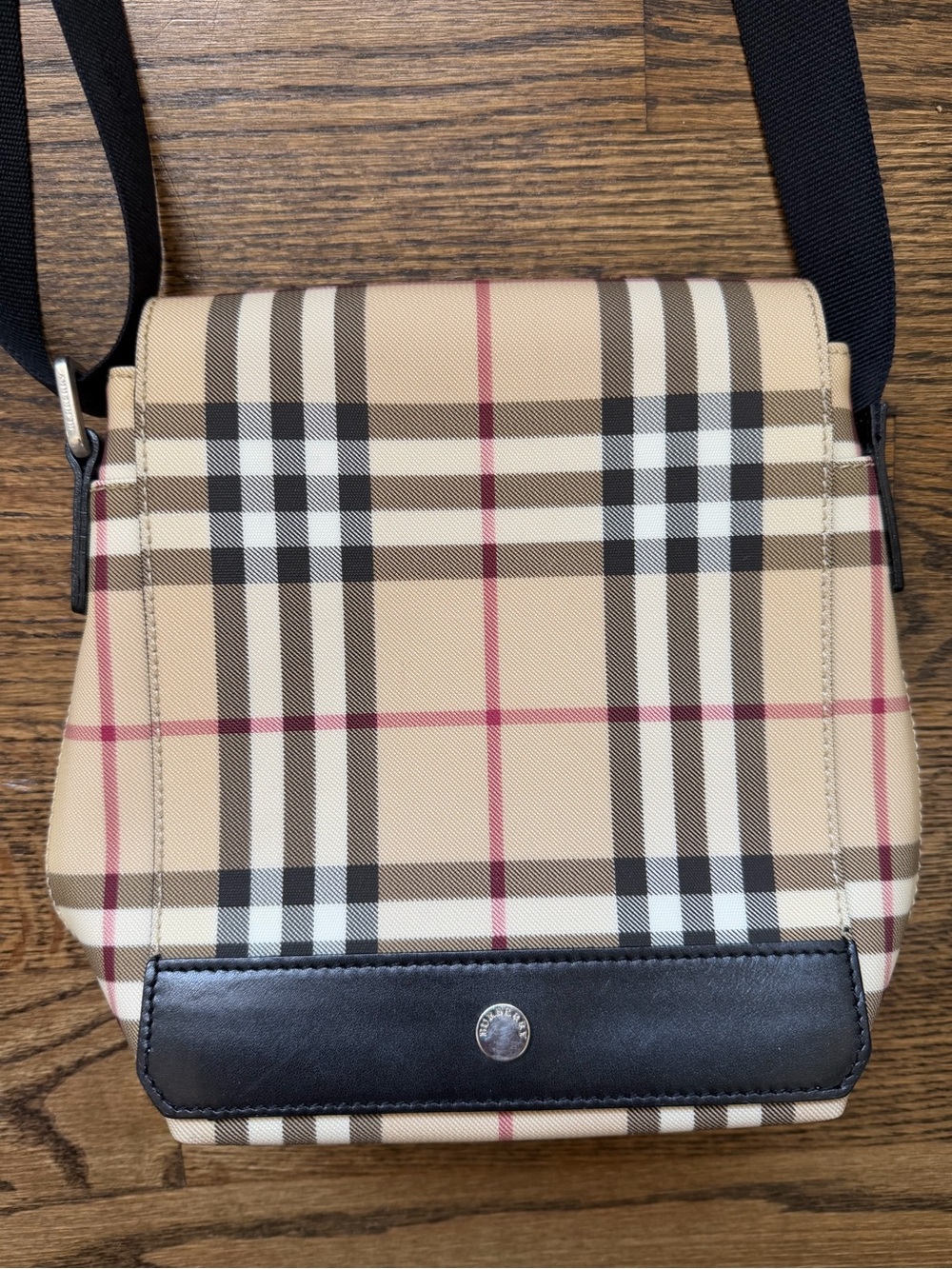 Burberry Beige Plaid Crossbody Bag with Black Strap - Picture 4 of 8